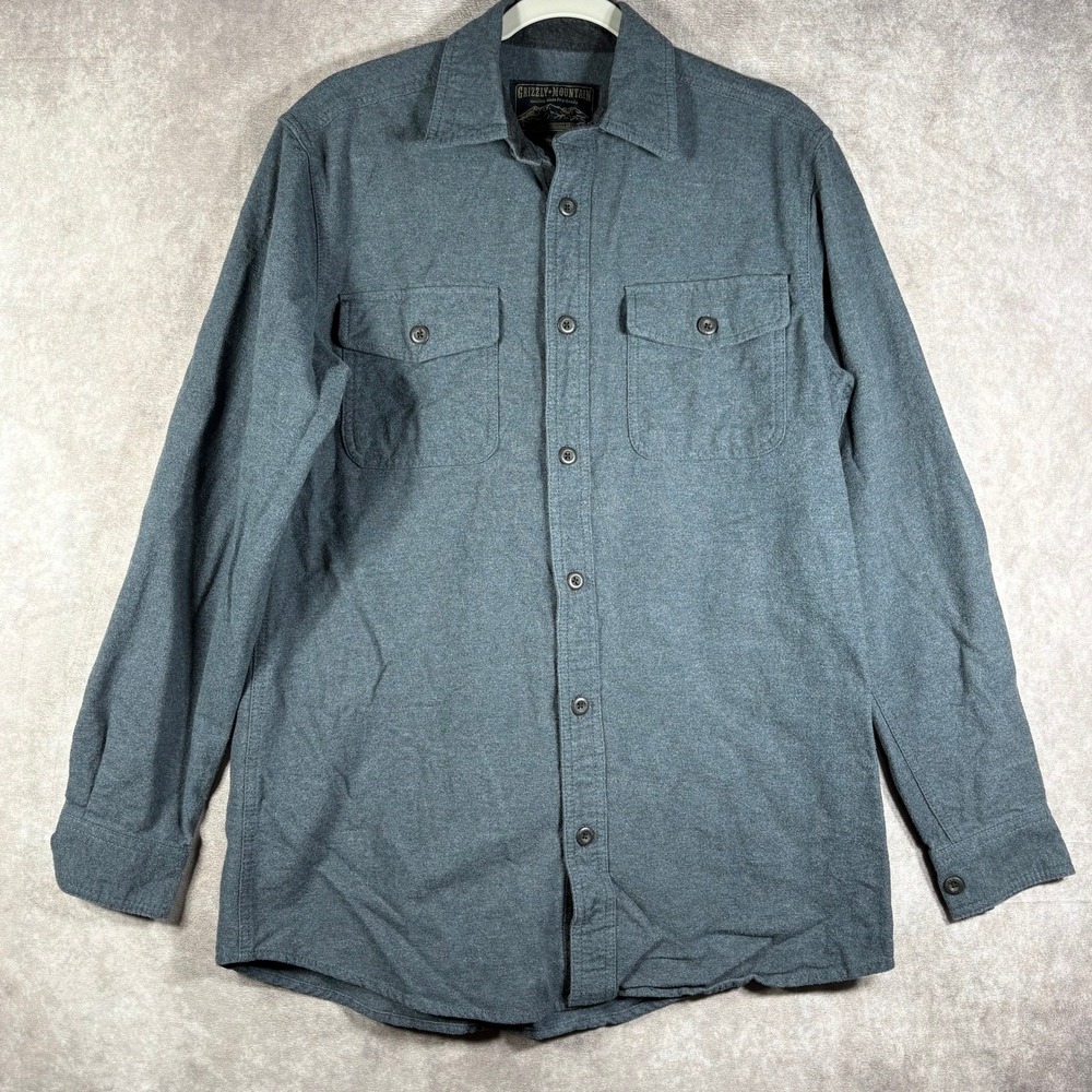 Grizzly Mountain Chamois Flannel Shirt Men M Gray Button Up Rockabilly Outdoor